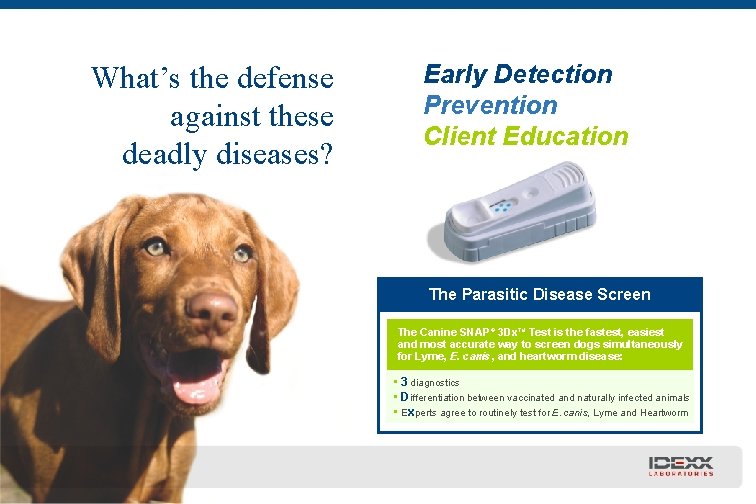 What’s the defense against these deadly diseases? Early Detection Prevention Client Education The Parasitic