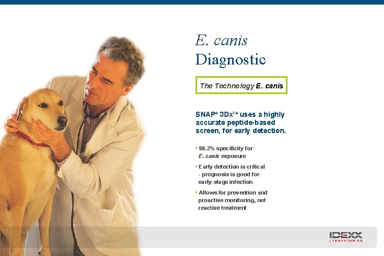 E. canis Diagnostic The Technology E. canis SNAP® 3 Dx. TM uses a highly