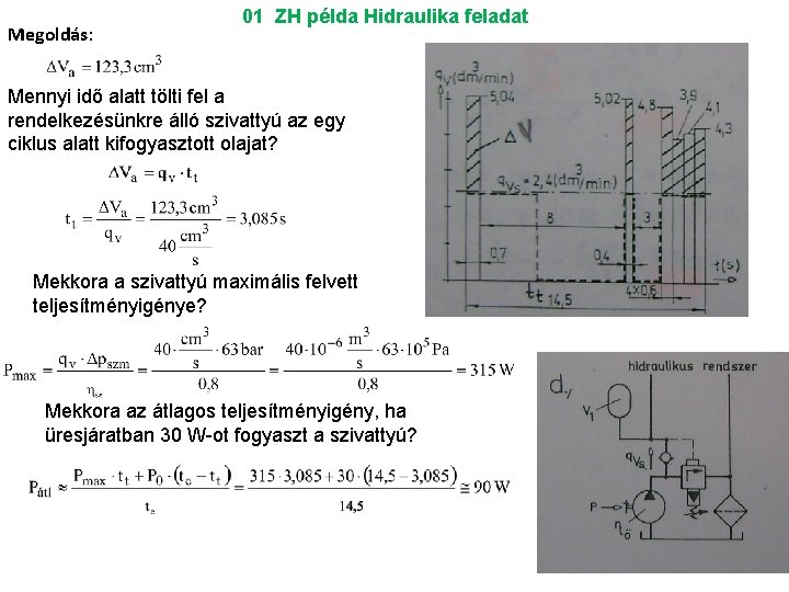 Megoldás: 01 ZH példa Hidraulika feladat Mennyi idő alatt tölti fel a rendelkezésünkre álló