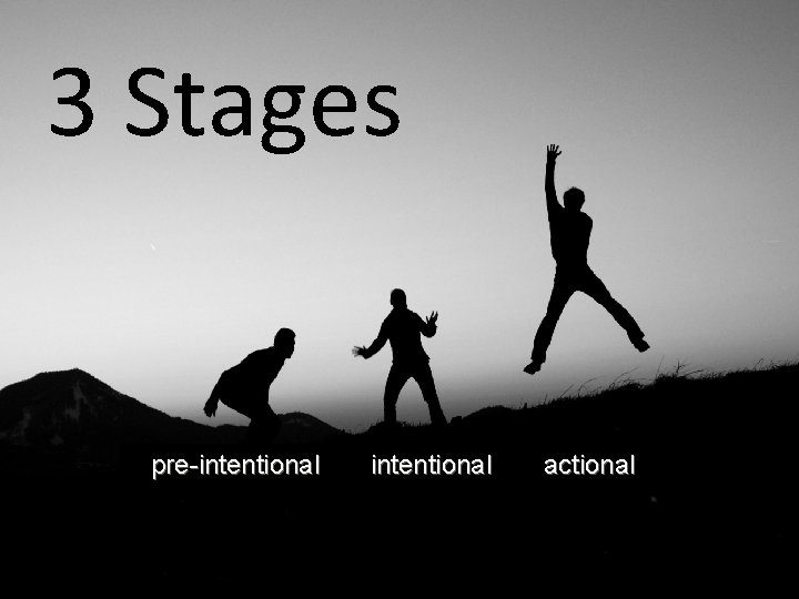 3 Stages pre-intentional actional 