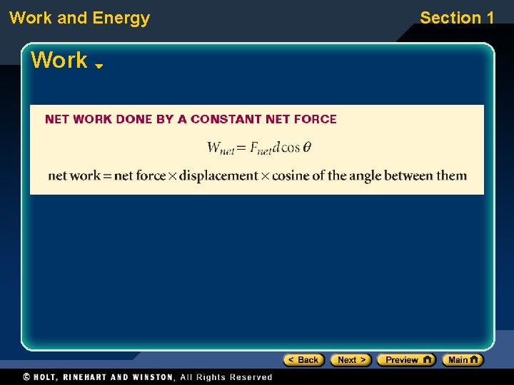 Work and Energy Work Section 1 