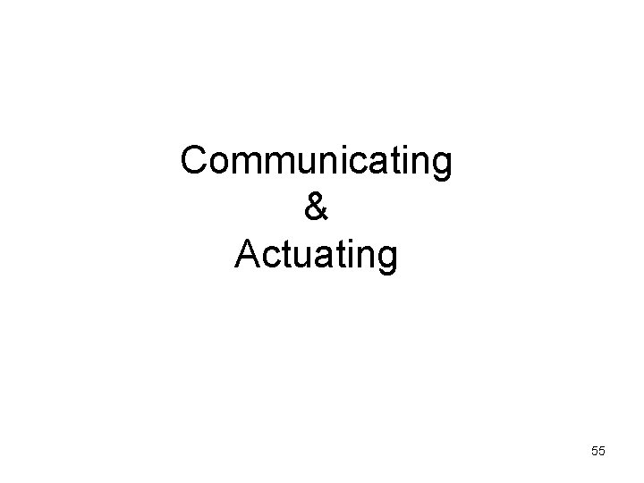 Communicating & Actuating 55 Communicating & Actuating 55