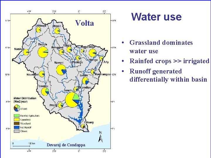 Volta Water use • Grassland dominates water use • Rainfed crops >> irrigated •