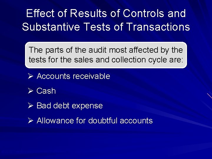 Effect of Results of Controls and Substantive Tests of Transactions The parts of the