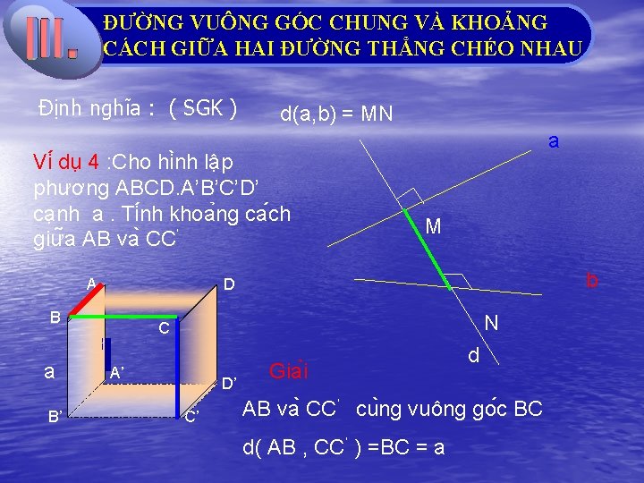 2 ĐƯỜNG VUÔNG CHUNG Click. GÓC to add Title VÀ KHOẢNG CÁCH GIỮA HAI