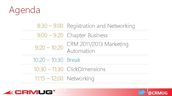 Agenda 8: 30 – 9: 00 Registration and Networking 9: 00 – 9: 20