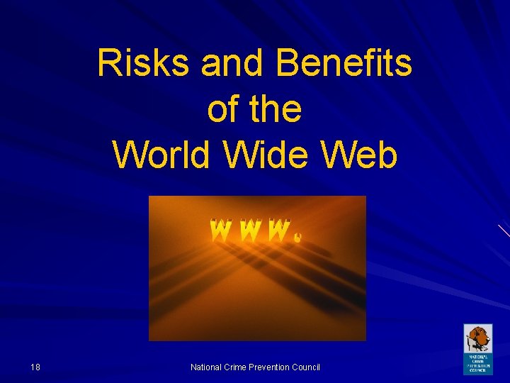 Risks and Benefits of the World Wide Web 18 National Crime Prevention Council 