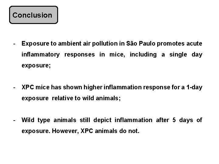 Conclusion - Exposure to ambient air pollution in São Paulo promotes acute inflammatory responses