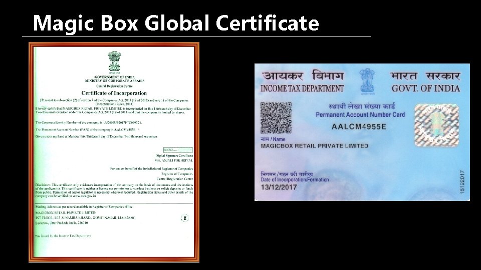 Magic Box Global Certificate 