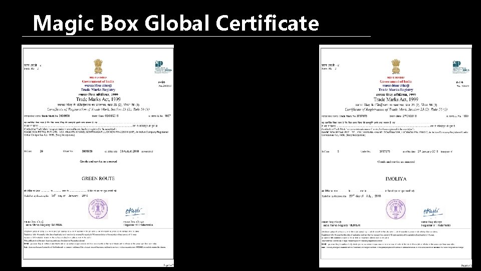 Magic Box Global Certificate 