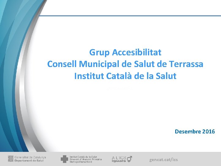 Grup Accesibilitat Consell Municipal de Salut de Terrassa Institut Català de la Salut Desembre