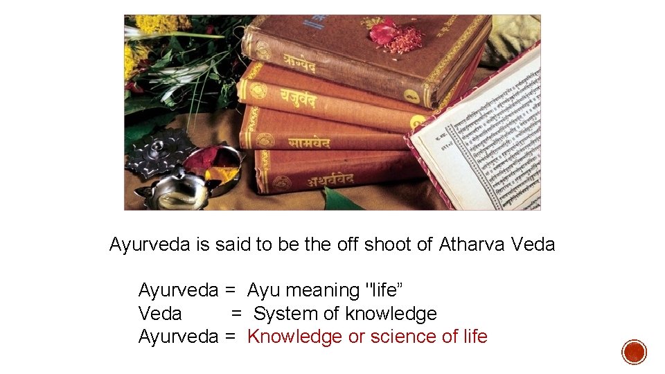 Ayurveda is said to be the off shoot of Atharva Veda Ayurveda = Ayu