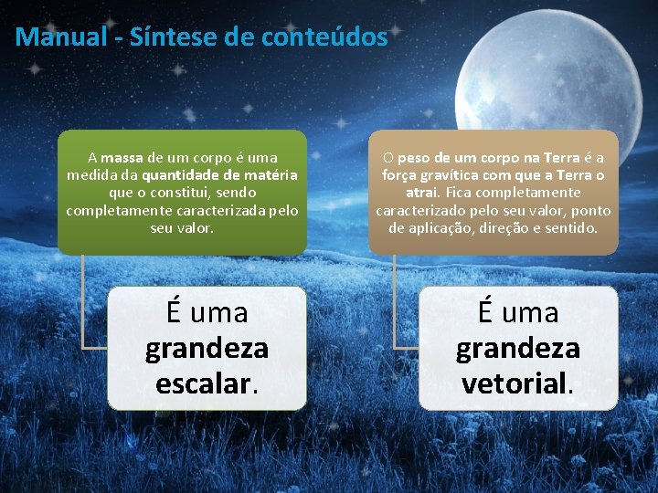 Manual - Síntese de conteúdos A massa de um corpo é uma medida da