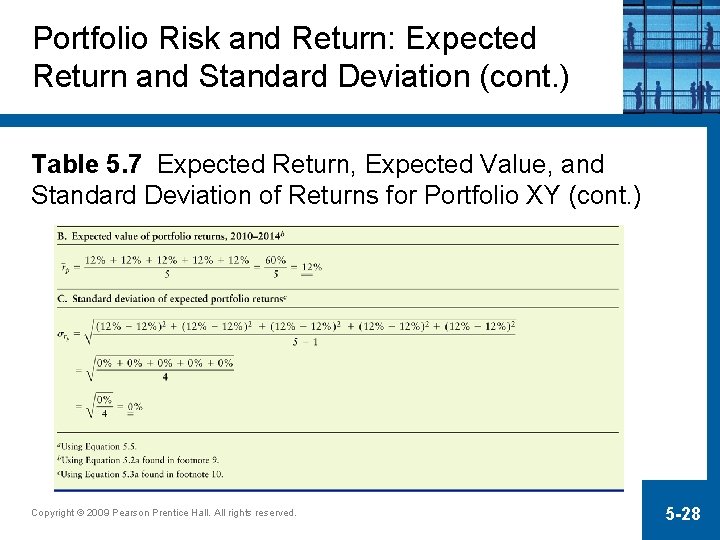 Portfolio Risk and Return: Expected Return and Standard Deviation (cont. ) Table 5. 7