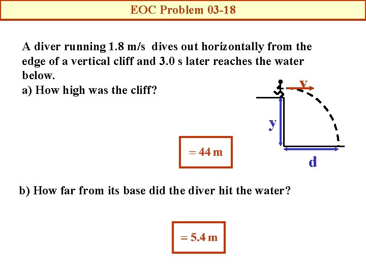 EOC Problem 03 -18 A diver running 1. 8 m/s dives out horizontally from