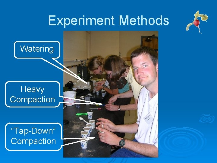 Experiment Methods Watering Heavy Compaction “Tap-Down” Compaction Experiment Methods Watering Heavy Compaction “Tap-Down” Compaction