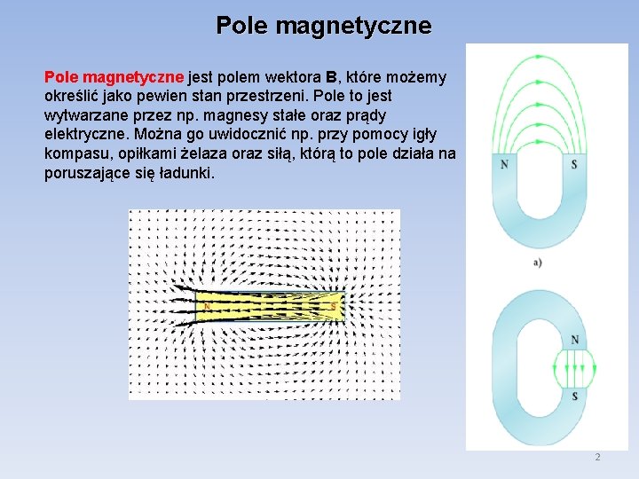 Pole magnetyczne jest polem wektora B, które możemy określić jako pewien stan przestrzeni. Pole