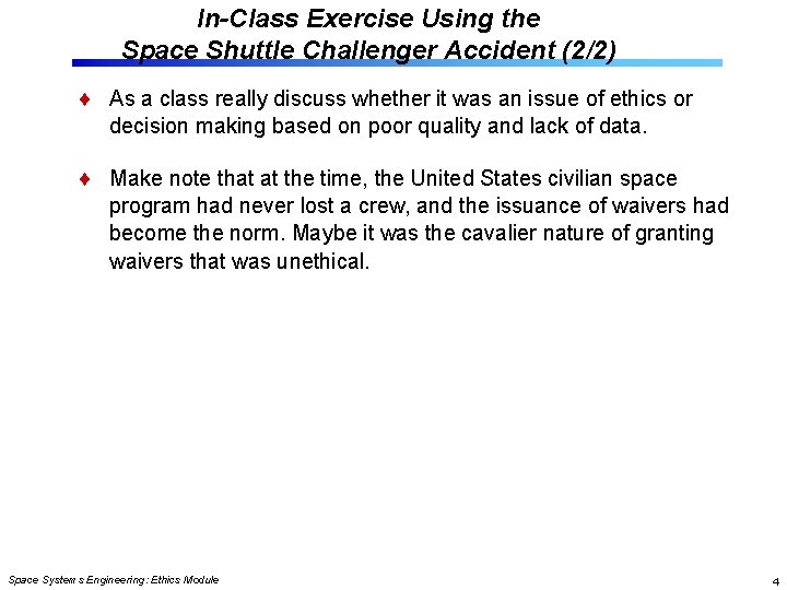 Ethics Module Space Systems Engineering version 1 0