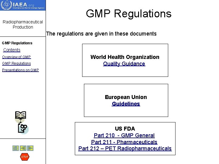 GMP Regulations Radiopharmaceutical Production The regulations are given in these documents GMP Regulations Contents