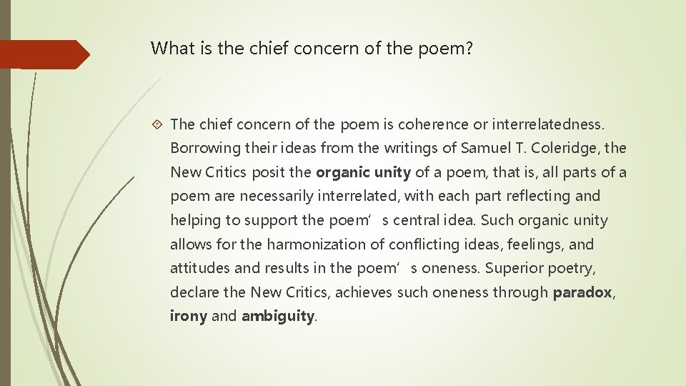 What is the chief concern of the poem? The chief concern of the poem What is the chief concern of the poem? The chief concern of the poem