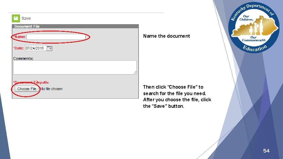 Name the document Then click “Choose File” to search for the file you need.