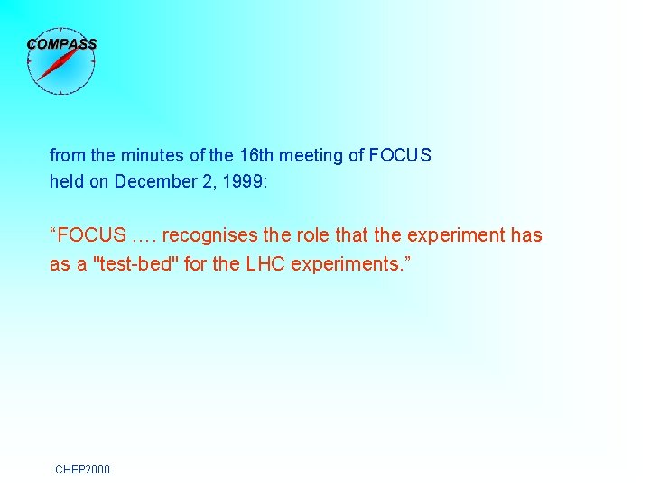 from the minutes of the 16 th meeting of FOCUS held on December 2,