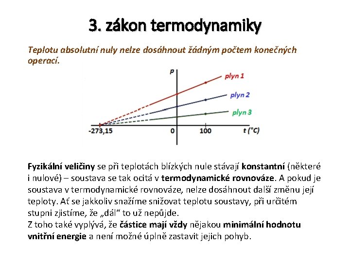 3. zákon termodynamiky Teplotu absolutní nuly nelze dosáhnout žádným počtem konečných operací. Fyzikální veličiny