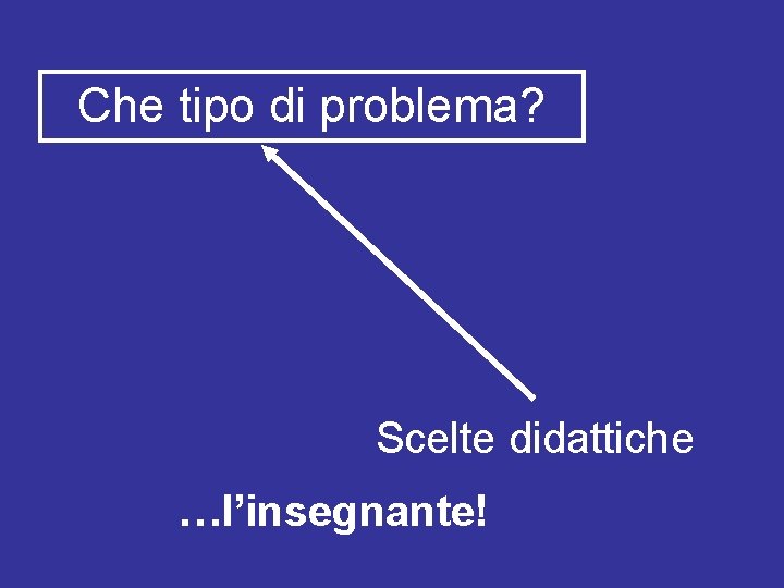 Che tipo di problema? Scelte didattiche …l’insegnante! 