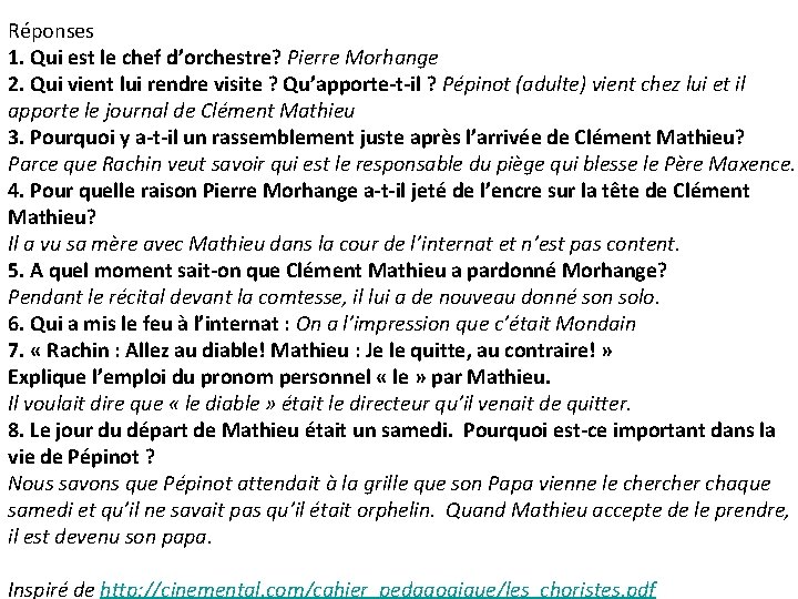 Réponses 1. Qui est le chef d’orchestre? Pierre Morhange 2. Qui vient lui rendre