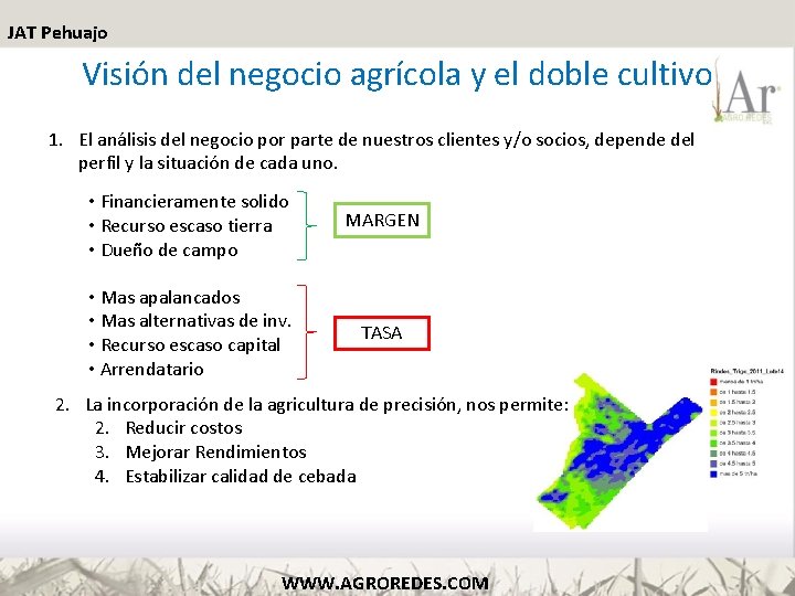 JAT Pehuajo Visión del negocio agrícola y el doble cultivo 1. El análisis del