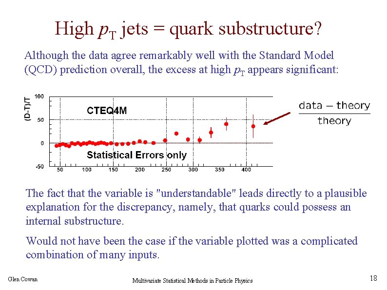 High p. T jets = quark substructure? Although the data agree remarkably well with