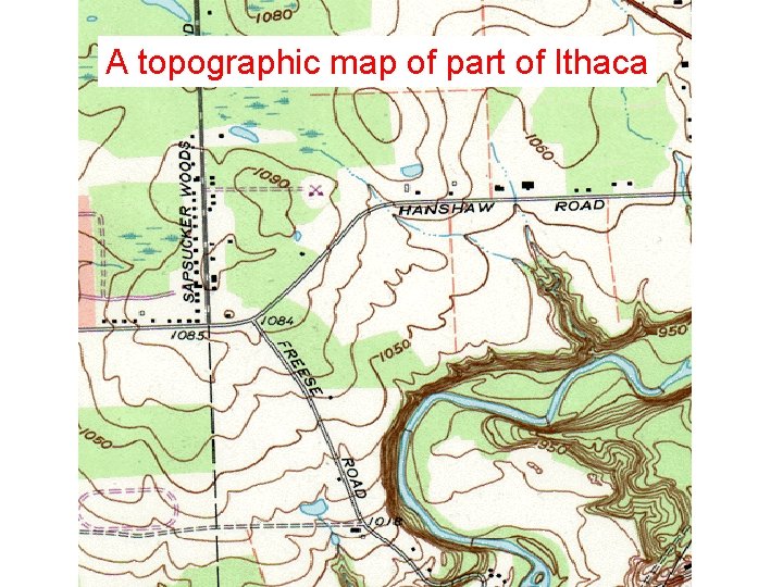 A topographic map of part of Ithaca 