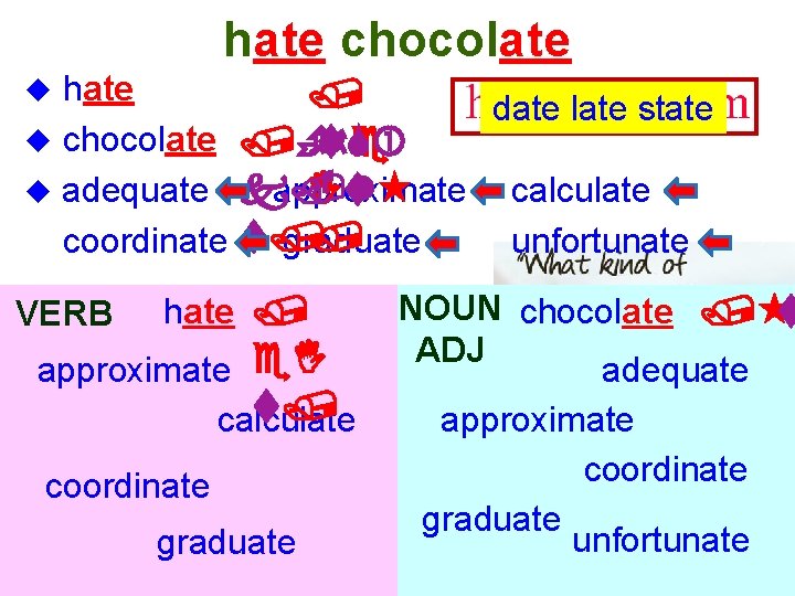 hate chocolate hate / date late state u chocolate /È t. S he u