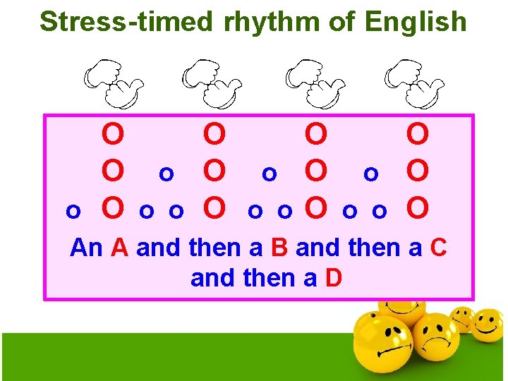 Stress-timed rhythm of English O O O o O o O o o O