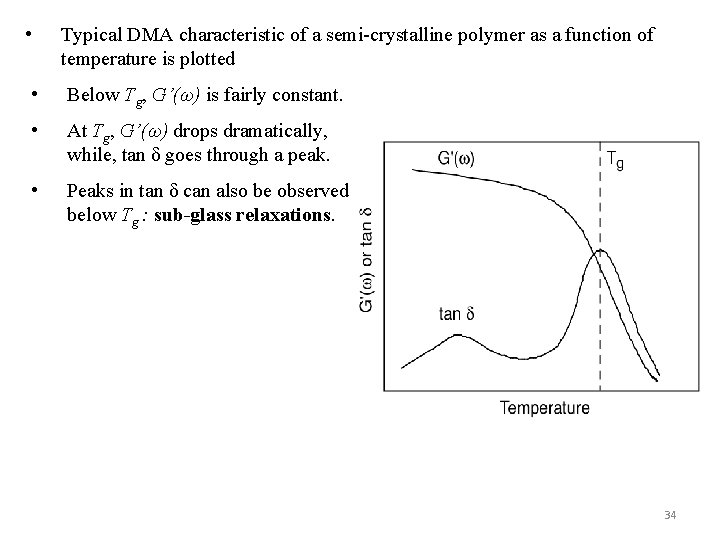  • Typical DMA characteristic of a semi-crystalline polymer as a function of temperature