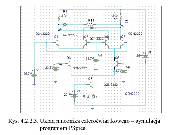 Rys. 4. 2. 2. 3. Układ mnożnika czteroćwiartkowego – symulacja programem PSpice 