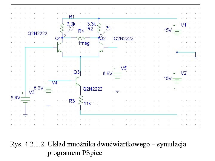 Rys. 4. 2. 1. 2. Układ mnożnika dwućwiartkowego – symulacja programem PSpice 