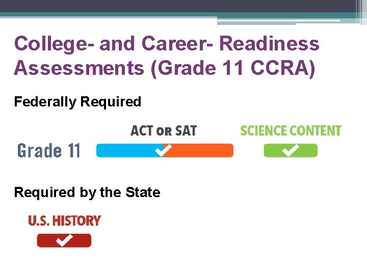 College- and Career- Readiness Assessments (Grade 11 CCRA) Federally Required by the State 