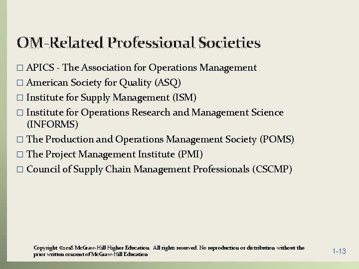 OM-Related Professional Societies � APICS - The Association for Operations Management � American Society