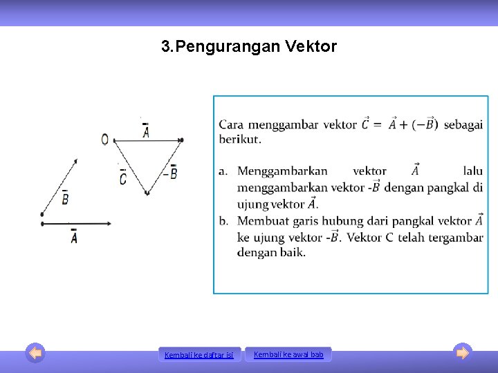 3. Pengurangan Vektor Kembali ke daftar isi Kembali ke awal bab 