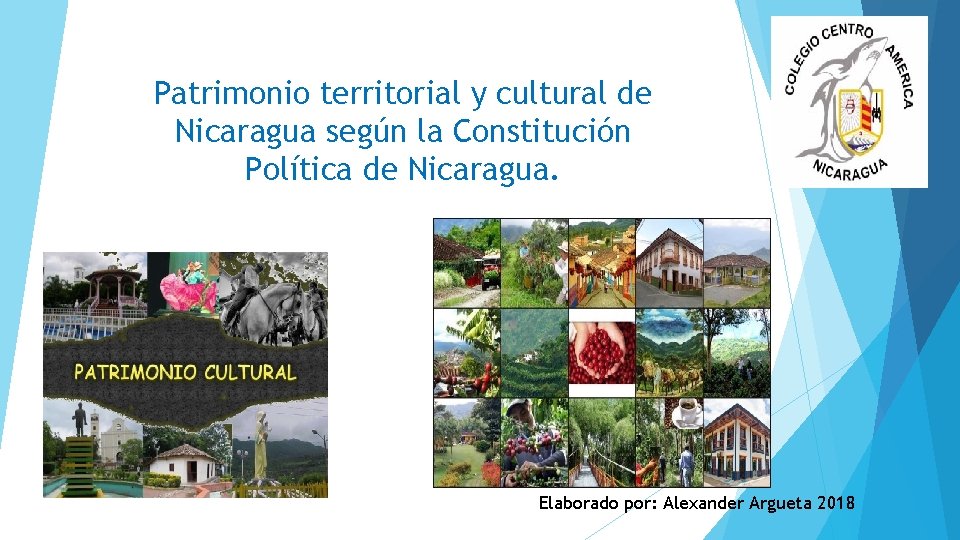 Patrimonio territorial y cultural de Nicaragua según la Constitución Política de Nicaragua. Elaborado por: