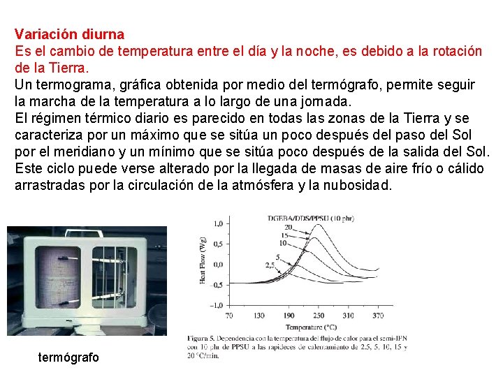 Variación diurna Es el cambio de temperatura entre el día y la noche, es