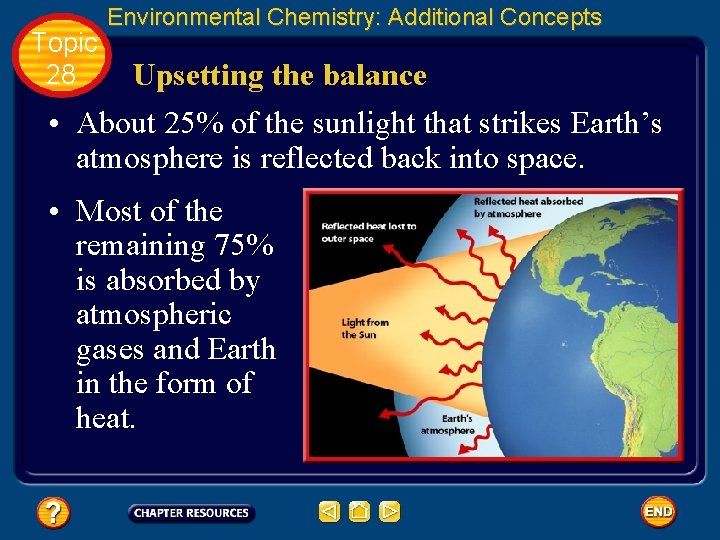 Topic 28 Environmental Chemistry: Additional Concepts Upsetting the balance • About 25% of the
