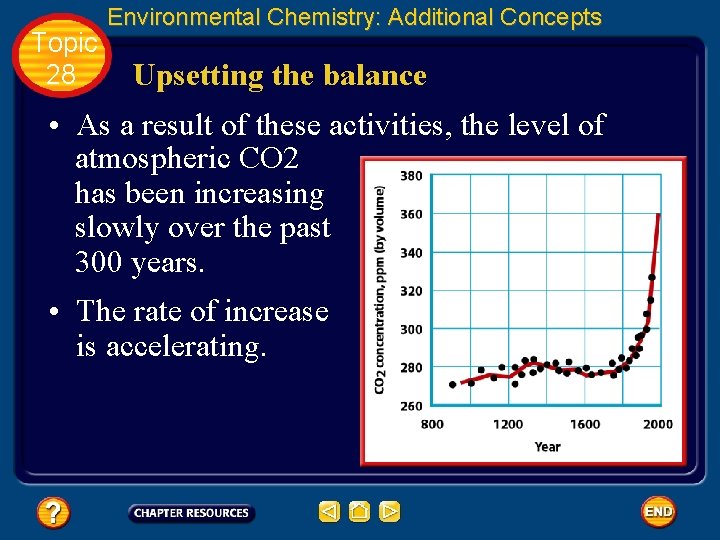 Topic 28 Environmental Chemistry: Additional Concepts Upsetting the balance • As a result of