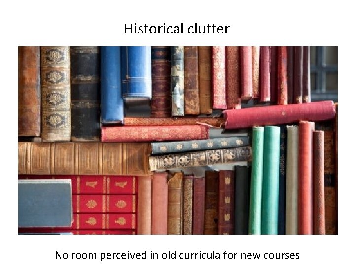 Historical clutter No room perceived in old curricula for new courses 