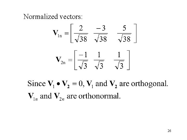 Normalized vectors: 26 