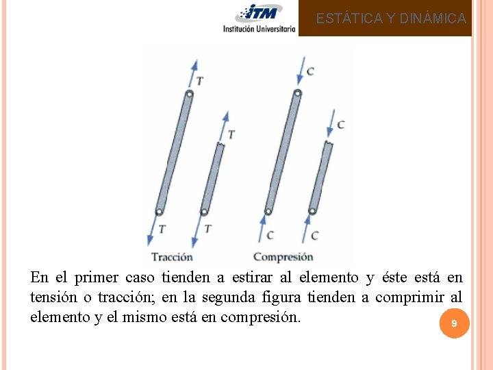 ESTÁTICA Y DINÁMICA En el primer caso tienden a estirar al elemento y éste