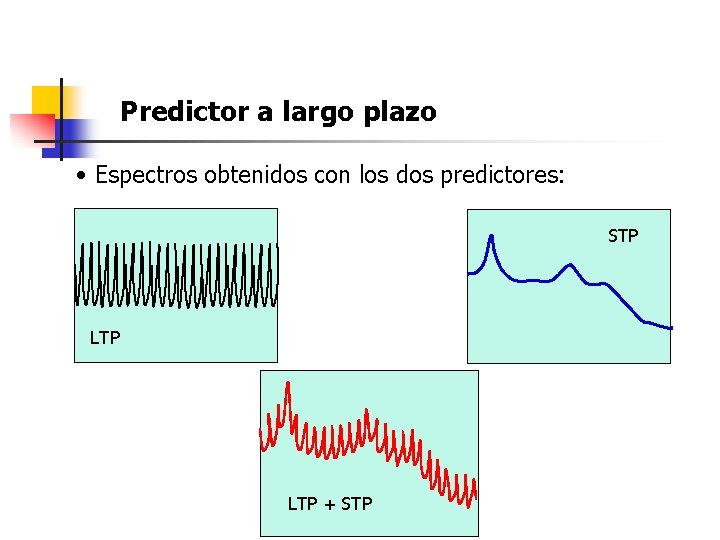 Predictor a largo plazo • Espectros obtenidos con los dos predictores: STP LTP +
