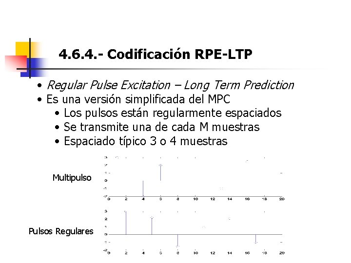 4. 6. 4. - Codificación RPE-LTP • Regular Pulse Excitation – Long Term Prediction