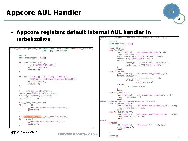 Appcore AUL Handler 36 51 • Appcore registers default internal AUL handler in initialization